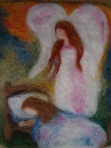 Guardian Angel by Auromira Parks Banga at Magical Forest Creations Good angel take me by the hand and lead me through the starry land Stars, sing to me while I’m asleep your loving watch forever keep Then when I wake through all my days I may gladly follow in God’s own ways